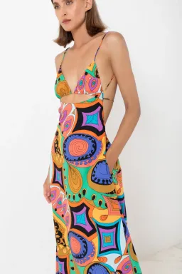 SWF Boutique Murano Cut Out A Line Maxi Dress Print Size 12 for rent on The Volte - image 3