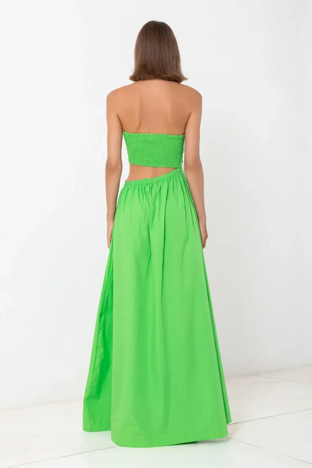 SWF Boutique Asymmetric Cut Out Maxi Dress Verde Size 12 for rent on The Volte - main image