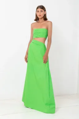 SWF Boutique Asymmetric Cut Out Maxi Dress Verde Size 12 for rent on The Volte - image 1