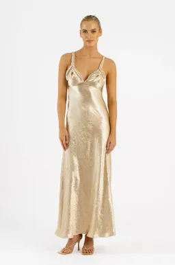 One Fell Swoop Capri Gown In Buttermilk Gold Size 12 for rent on The Volte - image 1