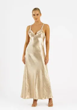 One Fell Swoop Capri Gown In Buttermilk Gold Size 12 for rent on The Volte - image 2