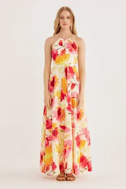 Rumer Sunshine Halter Maxi Dress Floral Size 8 for rent on The Volte - image 1