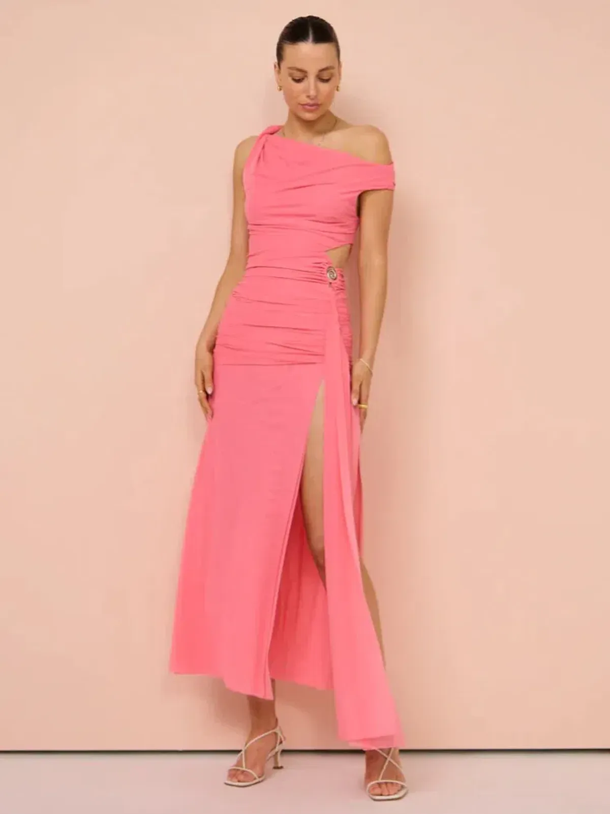 Bec & Bridge Kailani Asym Dress Grapefruit Pink Size 6 - Image 10