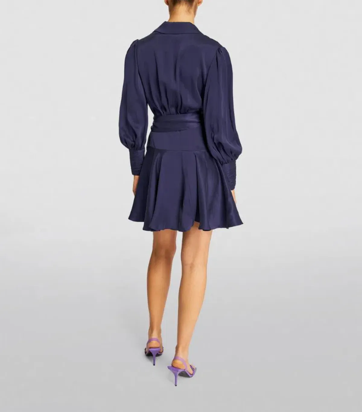 Zimmermann Silk Wrap Mini Dress Navy Size 1/Au 10 - Image 2