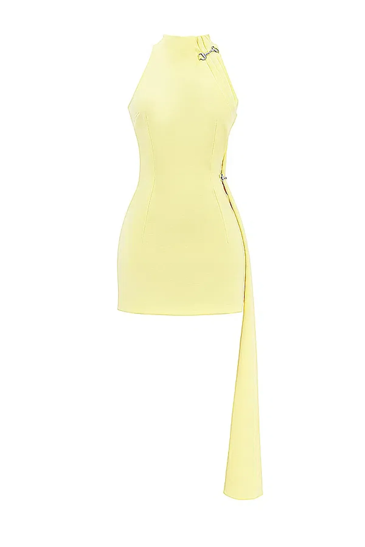 House of CB Marla Halter Mini Dress High Neck Lemon Yellow Size S/ AU 8 - Image 4