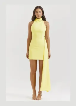 House of CB Marla Halter Mini Dress High Neck Lemon Yellow Size S/ AU 8 for rent on The Volte - image 1