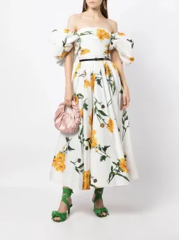 Leo Lin Marguerite Blanche Puff Dress Blanche Print Size 6 for rent on The Volte - image 2