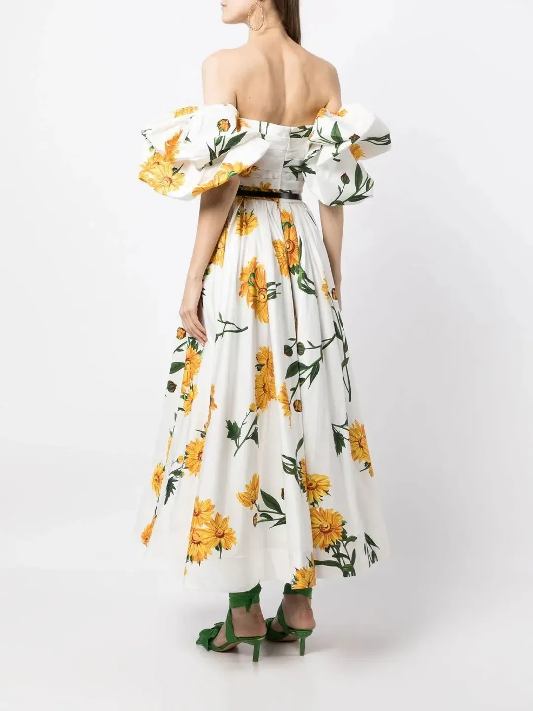 Leo Lin Marguerite Blanche Puff Dress Blanche Print Size 6 for rent on The Volte - main image