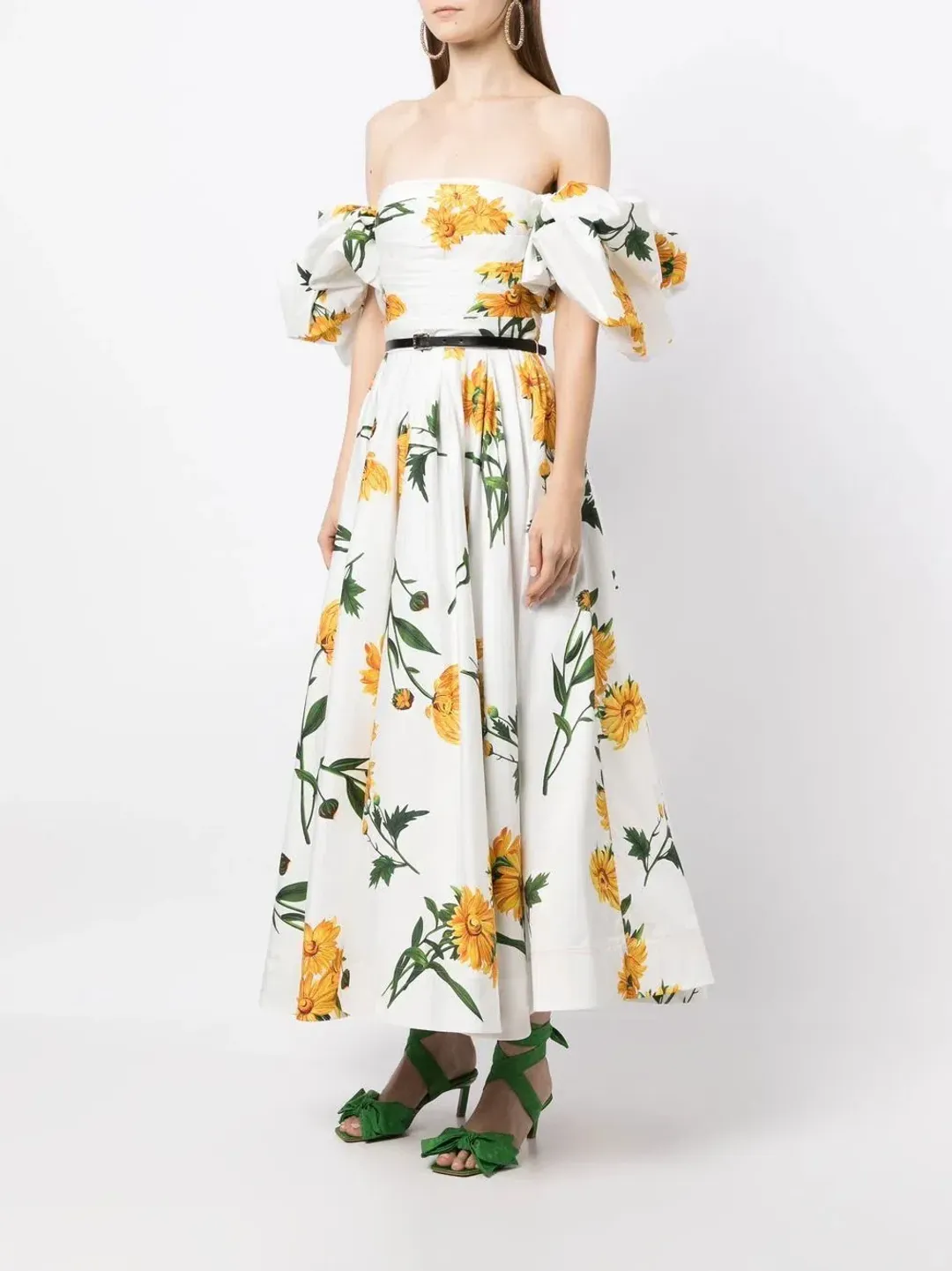 Leo Lin Marguerite Blanche Puff Dress Blanche Print Size 6 for rent on The Volte - main image
