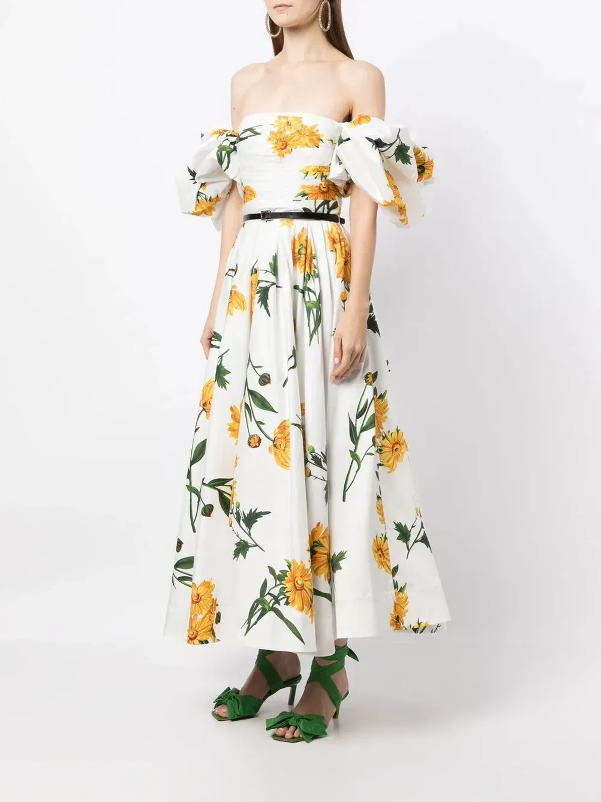 Leo Lin Marguerite Blanche Puff Dress Blanche Print Size 6 for rent on The Volte - main image
