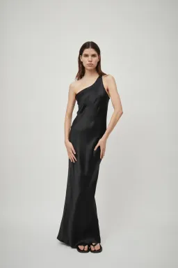 Beare Park Silk Satin One Shoulder Tank Dress Black Size 6 for rent on The Volte - image 2