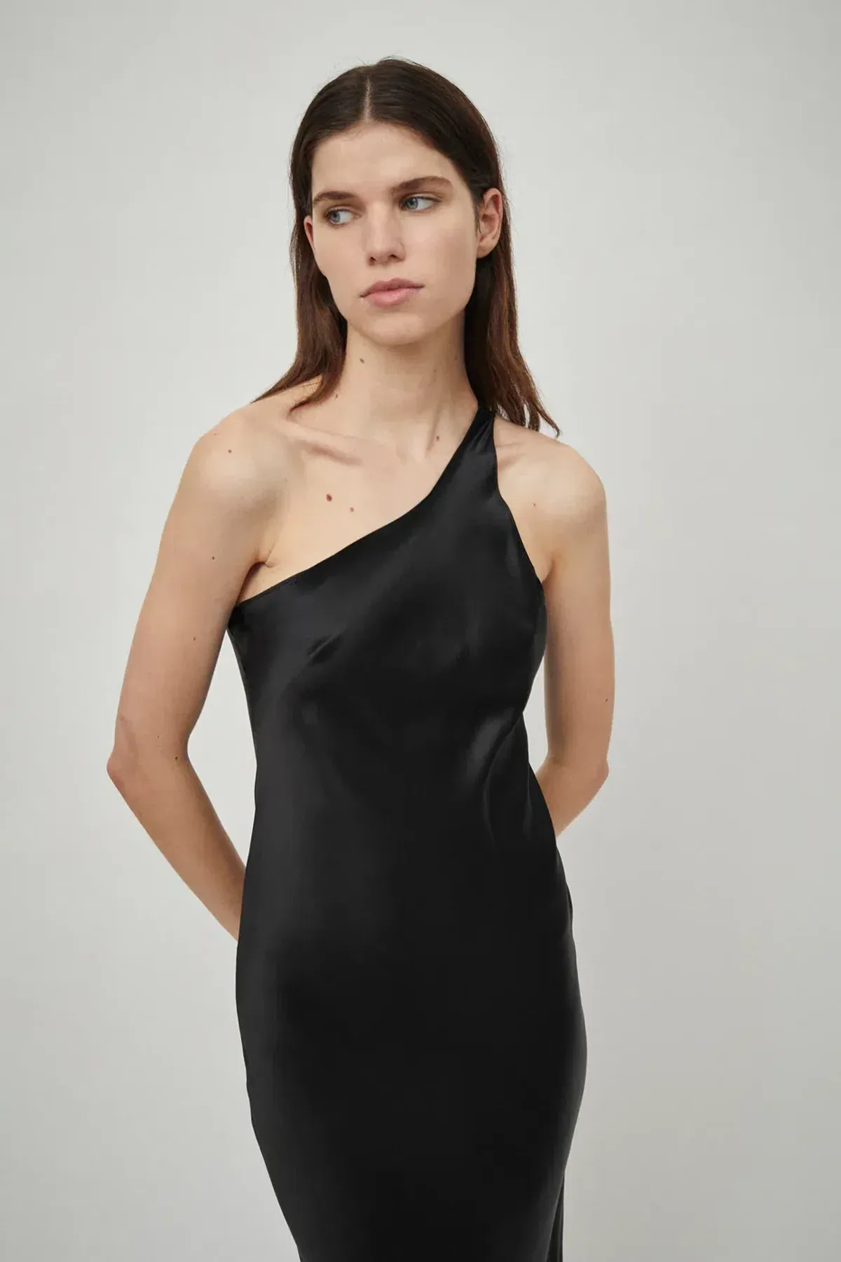 Beare Park Silk Satin One Shoulder Tank Dress Black Size 6 - Image 4