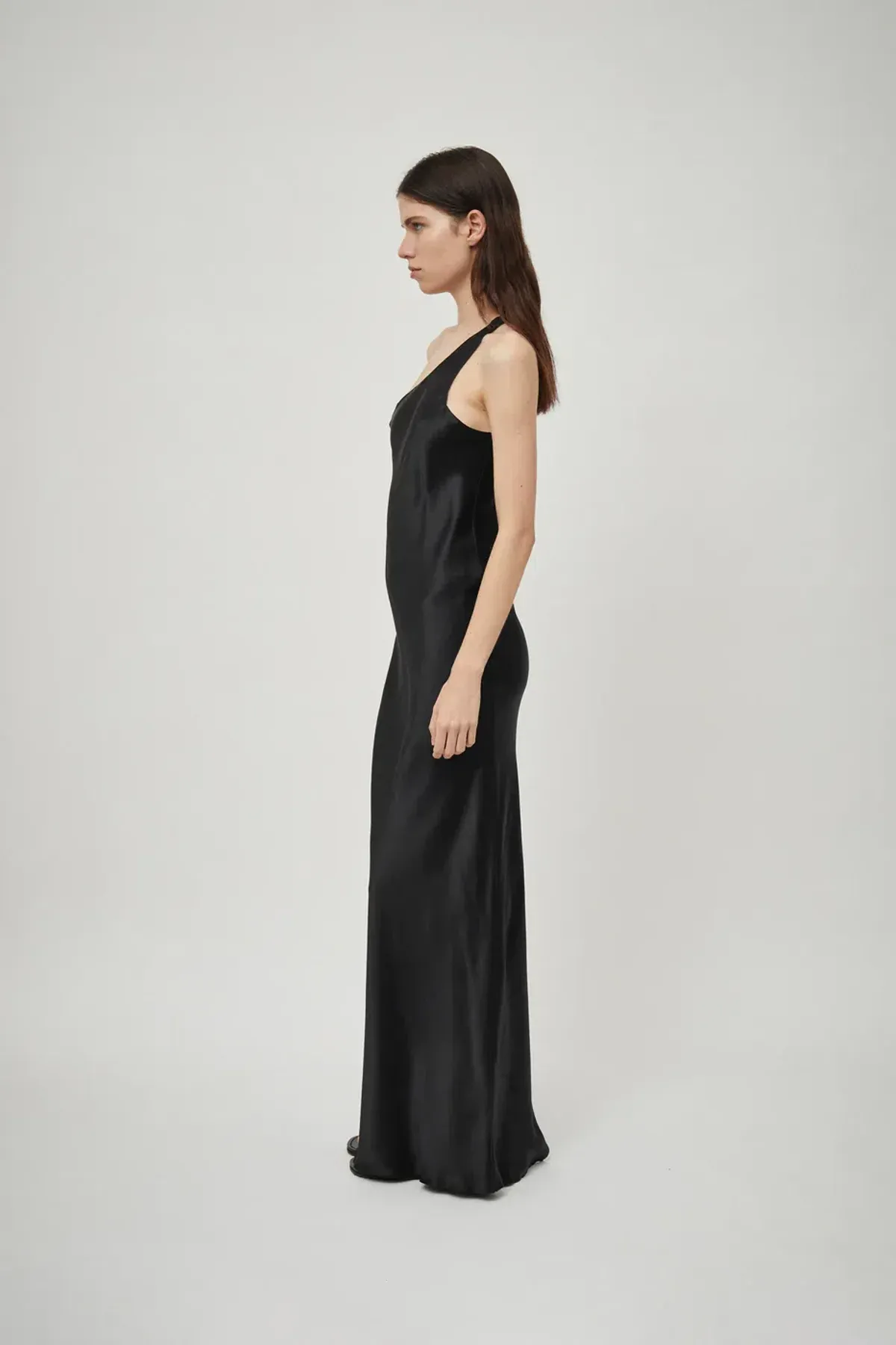 Beare Park Silk Satin One Shoulder Tank Dress Black Size 6 - Image 5