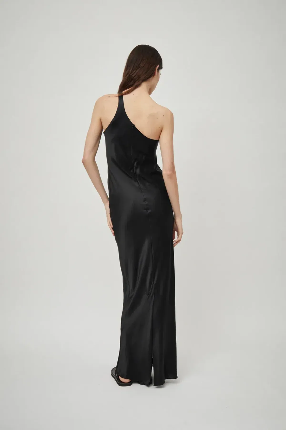 Beare Park Silk Satin One Shoulder Tank Dress Black Size 6 - Image 6