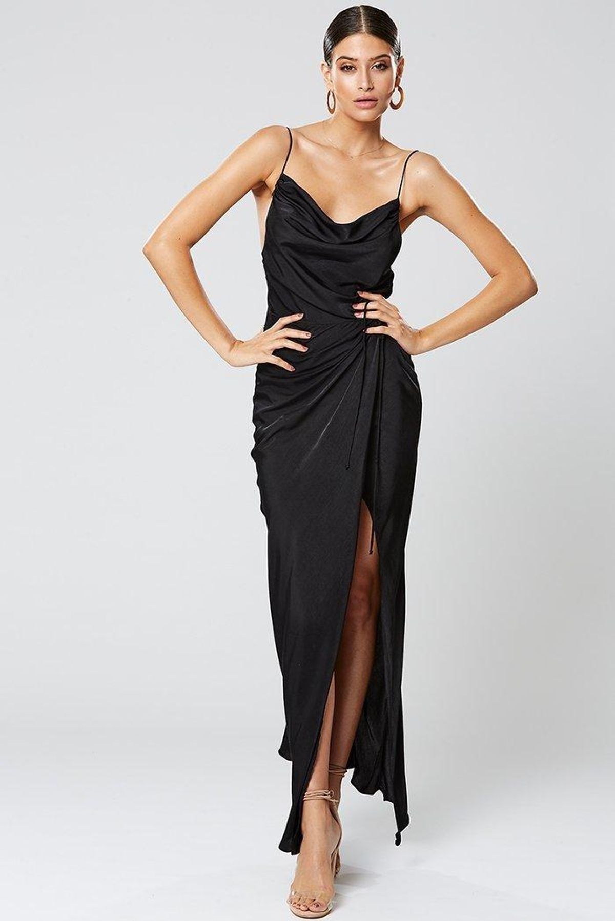 Winona Zetian Cowl Neck Maxi Dress Black 8 for rent on The Volte - main image