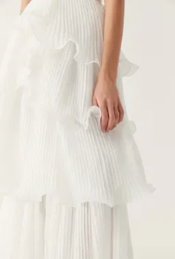 Aje Sunbeam Ruched Bustier and Cosmos Tiered Maxi Skirt Set Ivory Size 6 for rent on The Volte - image 5