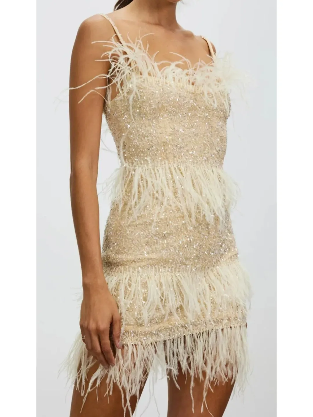 Rachel Gilbert Frenchy Mini Dress Nude Size AU 10 for rent on The Volte - main image