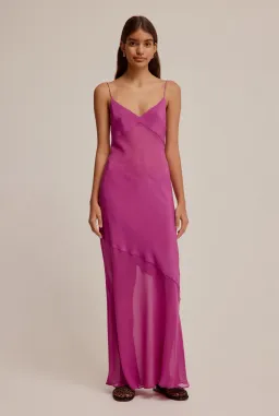 Venroy Sheer Panelled Silk Slip Dress Mulberry Size XS / AU 6 for rent on The Volte - image 5
