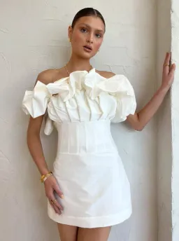 Rachel Gilbert Freida Mini Dress Ivory Size 3 / AU 12 for rent on The Volte - image 3