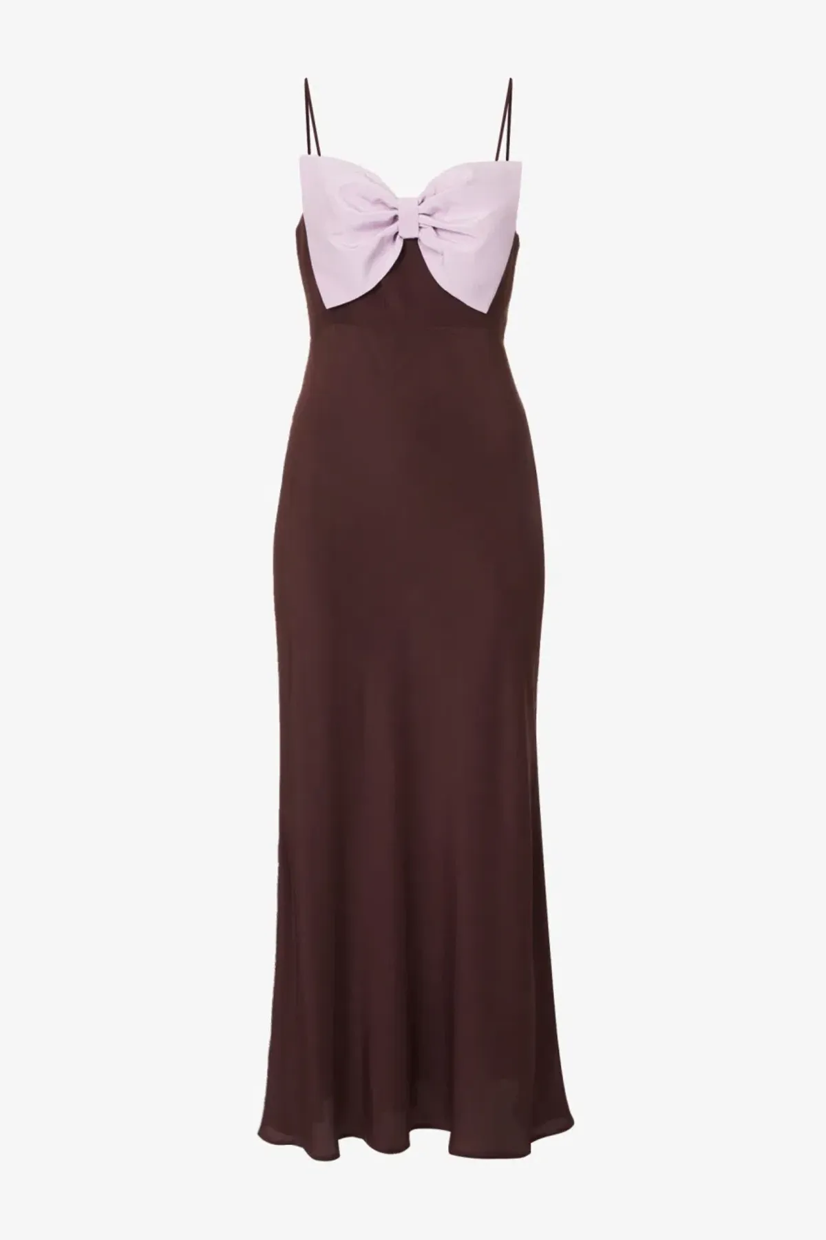 Rixo Leanna Bow Silk Dress Chocolate/Lilac Size 10 - Image 3