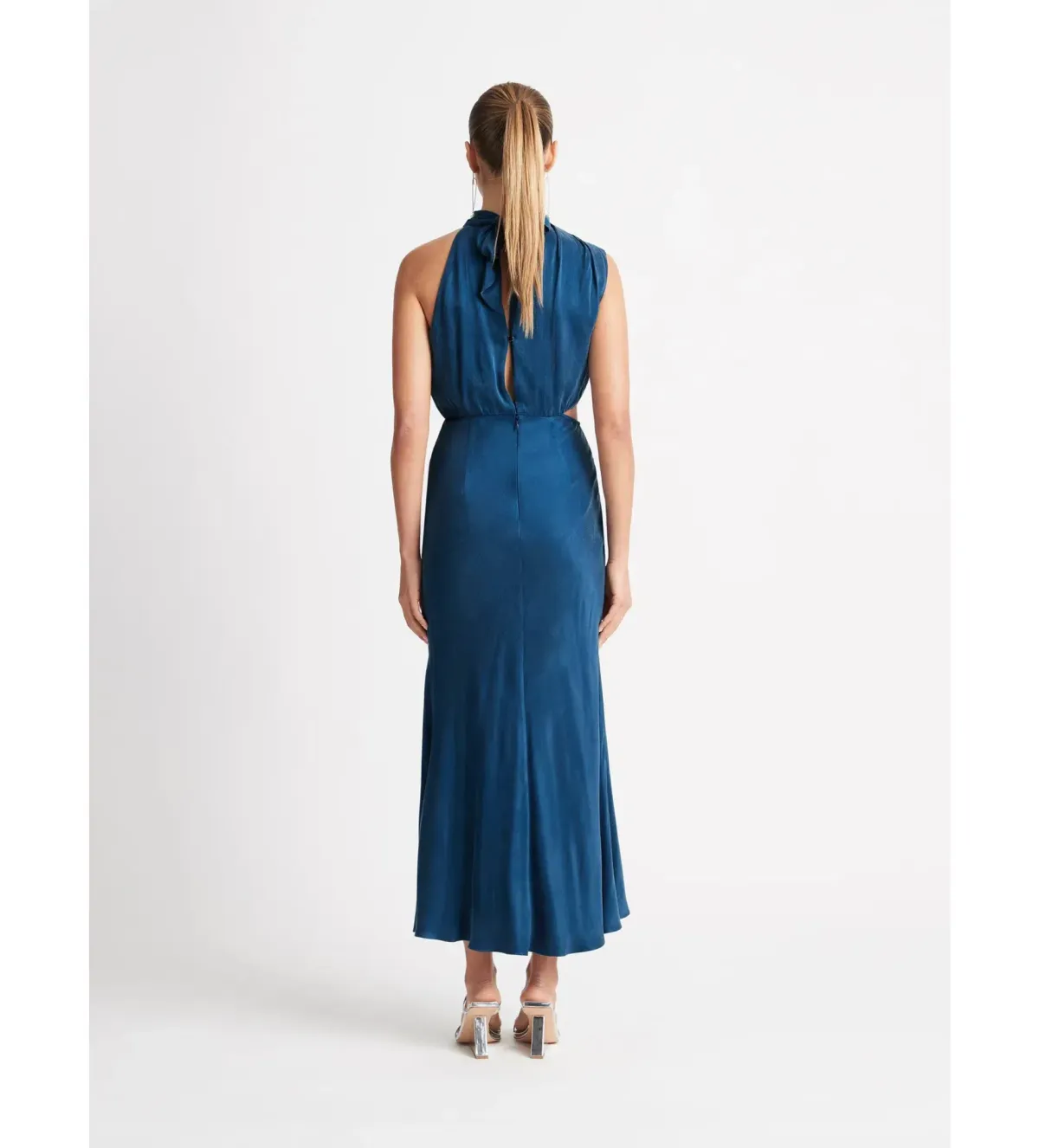 Sheike Park Ave Draped Midi Dress Teal Size 12 - Image 2