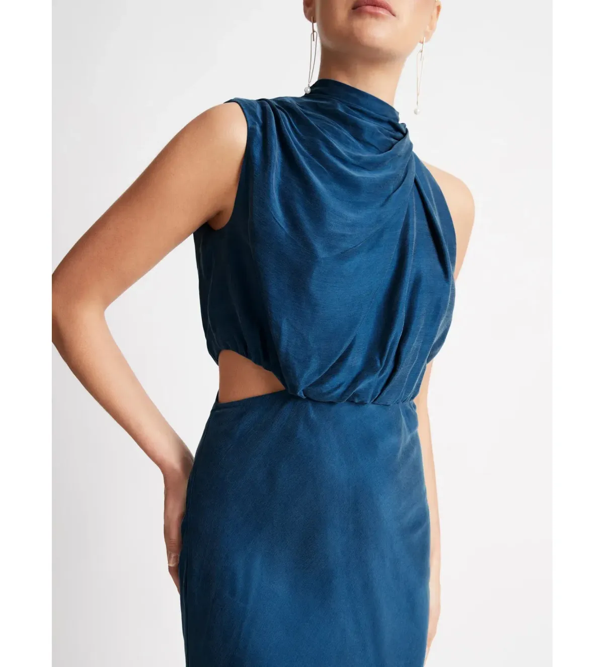Sheike Park Ave Draped Midi Dress Teal Size 12 - Image 3