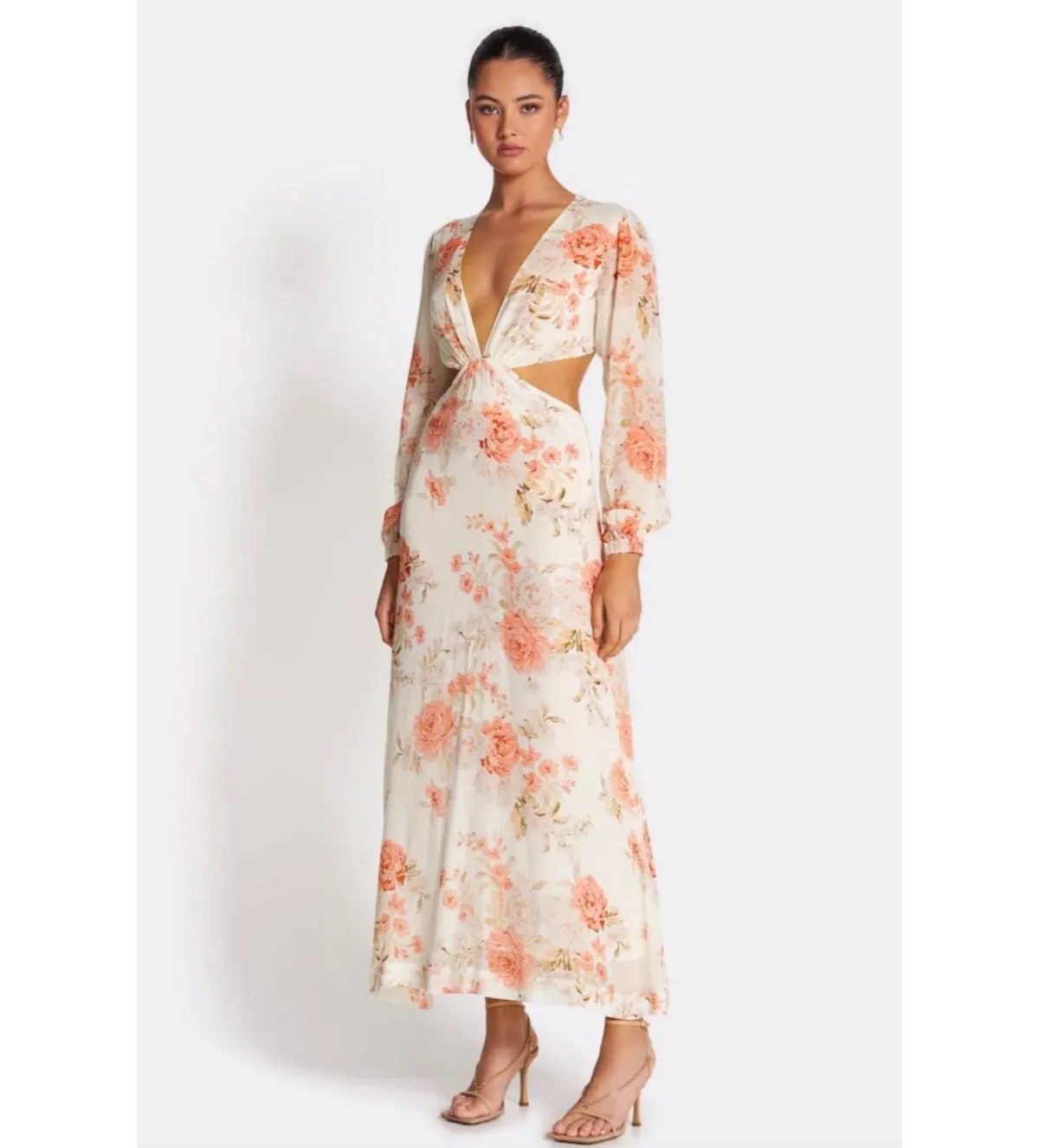 Sophia The Label Sara Open Back Midi Dress Rose White Size 8 - Image 1