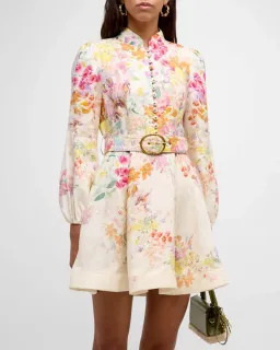 Zimmermann The Natura Buttoned Mini Dress in Kaleidoscope Garden Size 2 / AU 12 for rent on The Volte - image 2