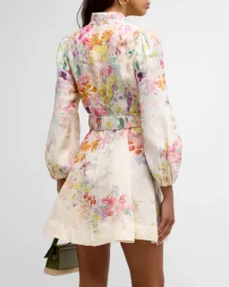 Zimmermann The Natura Buttoned Mini Dress in Kaleidoscope Garden Size 2 / AU 12 for rent on The Volte - image 3