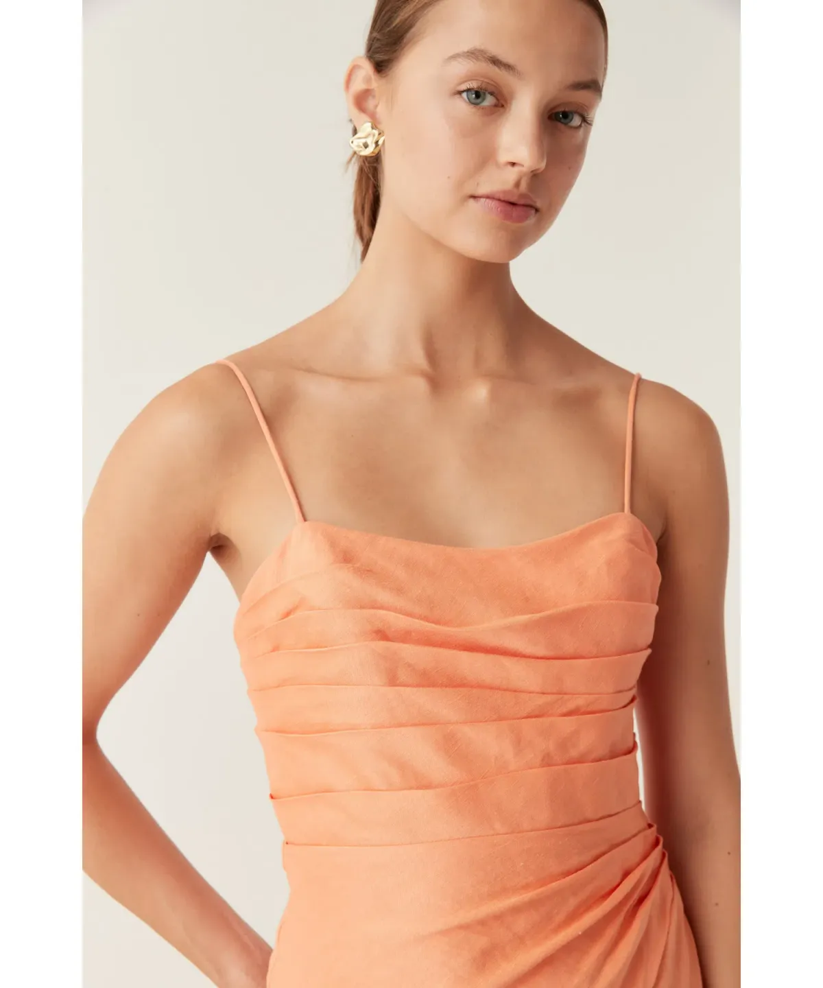 Aje Clarice Draped Maxi Dress in Sunset Orange Size AU 12 - Image 3