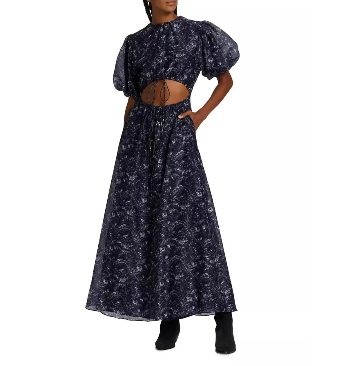 Sir the Label Caprice Puff Sleeve Midi Dress in Navy Size 1 / AU 8 - Image 1