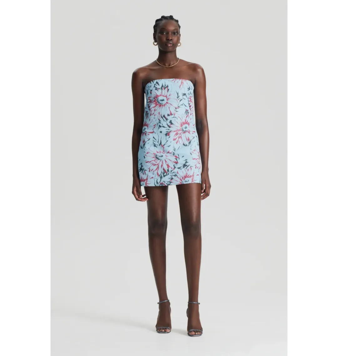 Scanlan Theodore Taffeta Mini Dress Ice Blue Size 8 for rent on The Volte - main image