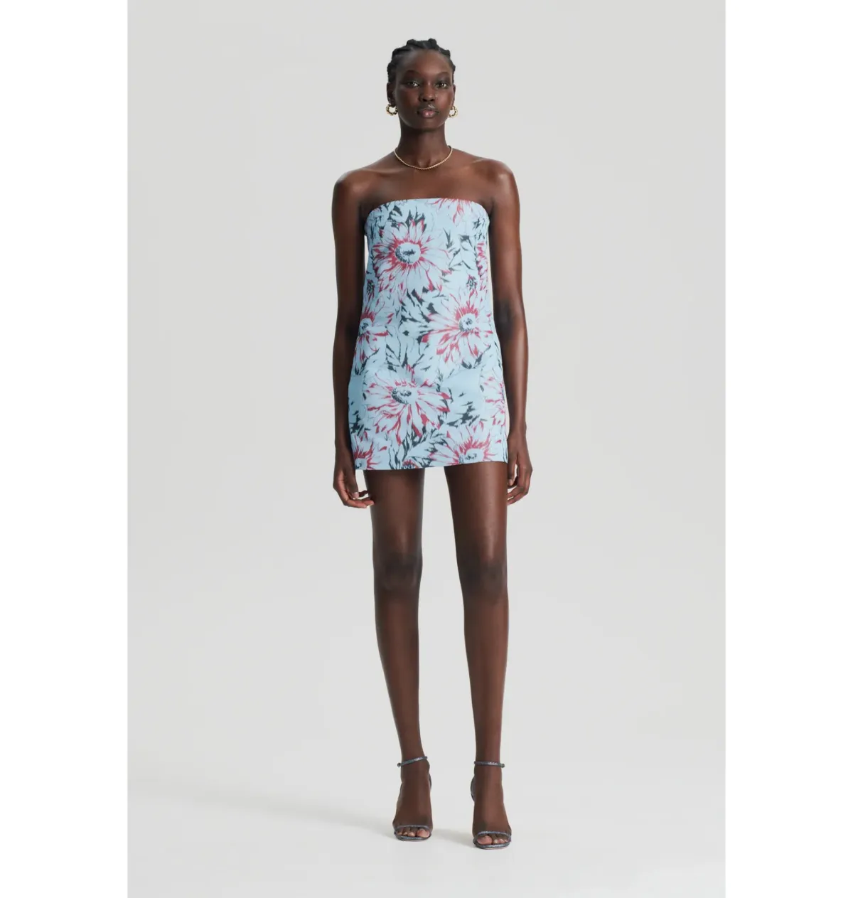 Scanlan Theodore Taffeta Mini Dress Ice Blue Size 8 - Image 1