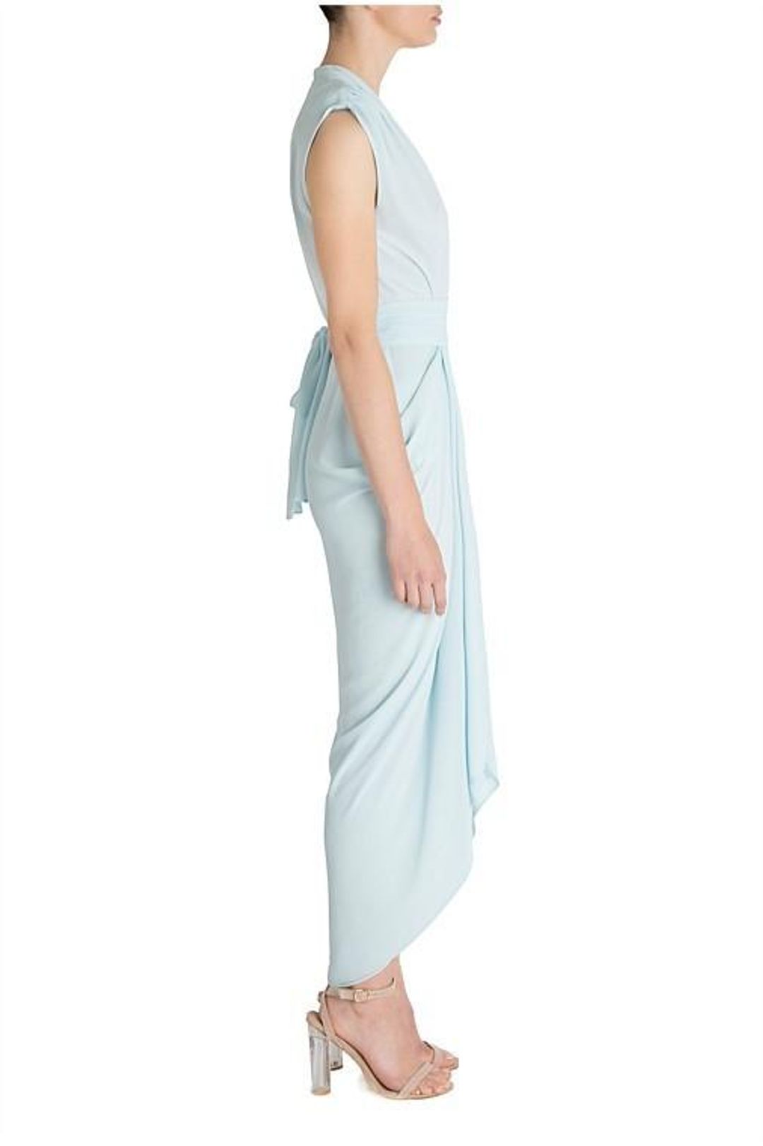 Carla Zampatti Diaphanous Waterfall Dress Ice Blue Size 6 for rent on The Volte - main image