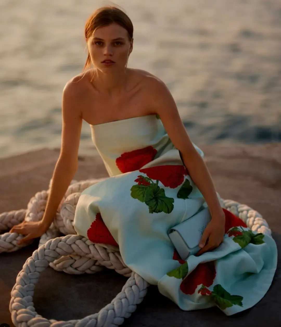 Oroton Posie Geranium Gown Sea Spray Size 6 for rent on The Volte - main image