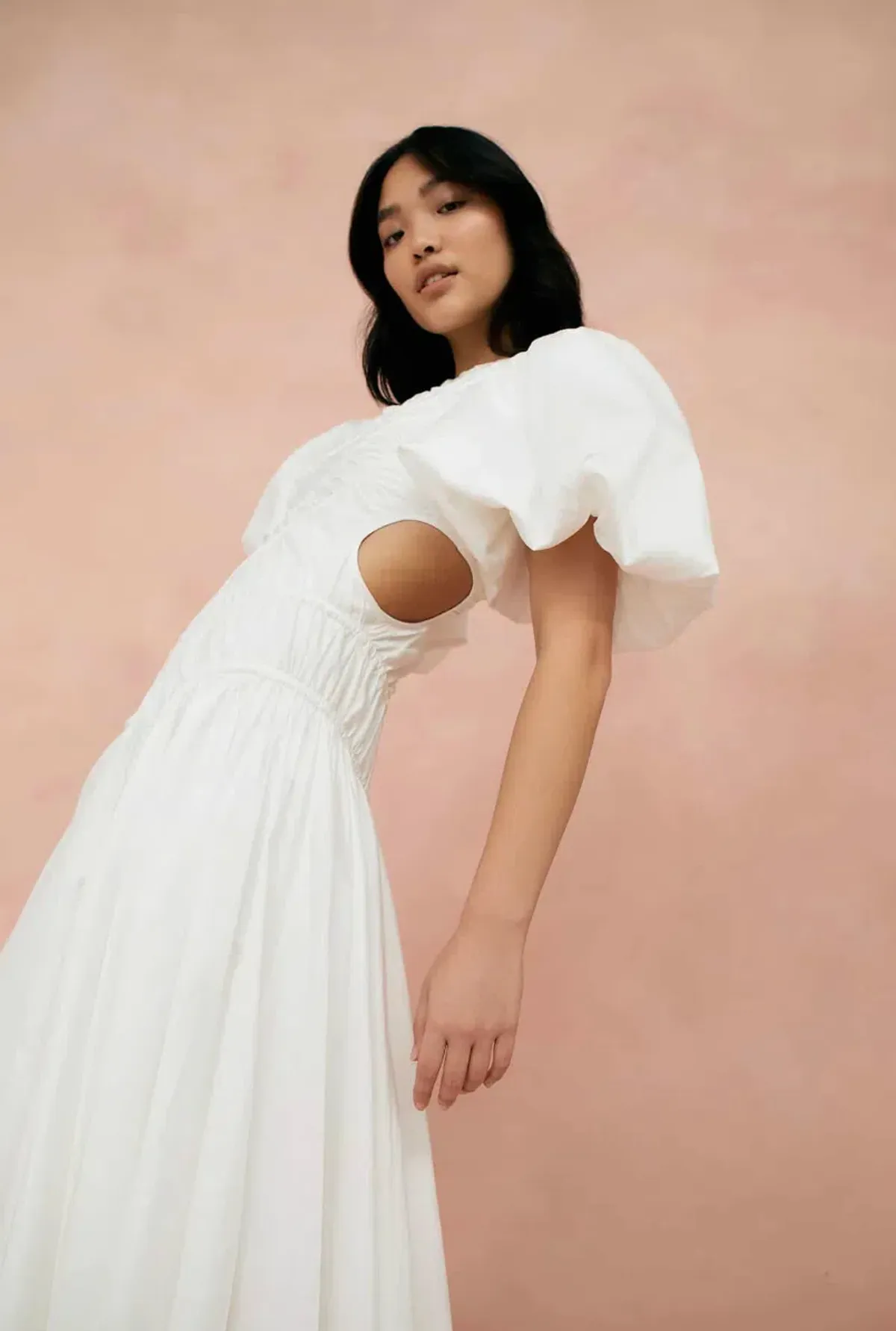 Aje Siren Drawstring Midi Dress Ivory Size 6 - Image 3