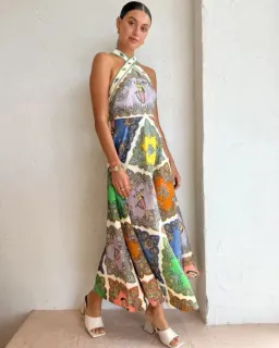 Alemais Trippy Troppo Halter Midi Dress Multi Size 12 for rent on The Volte - image 3