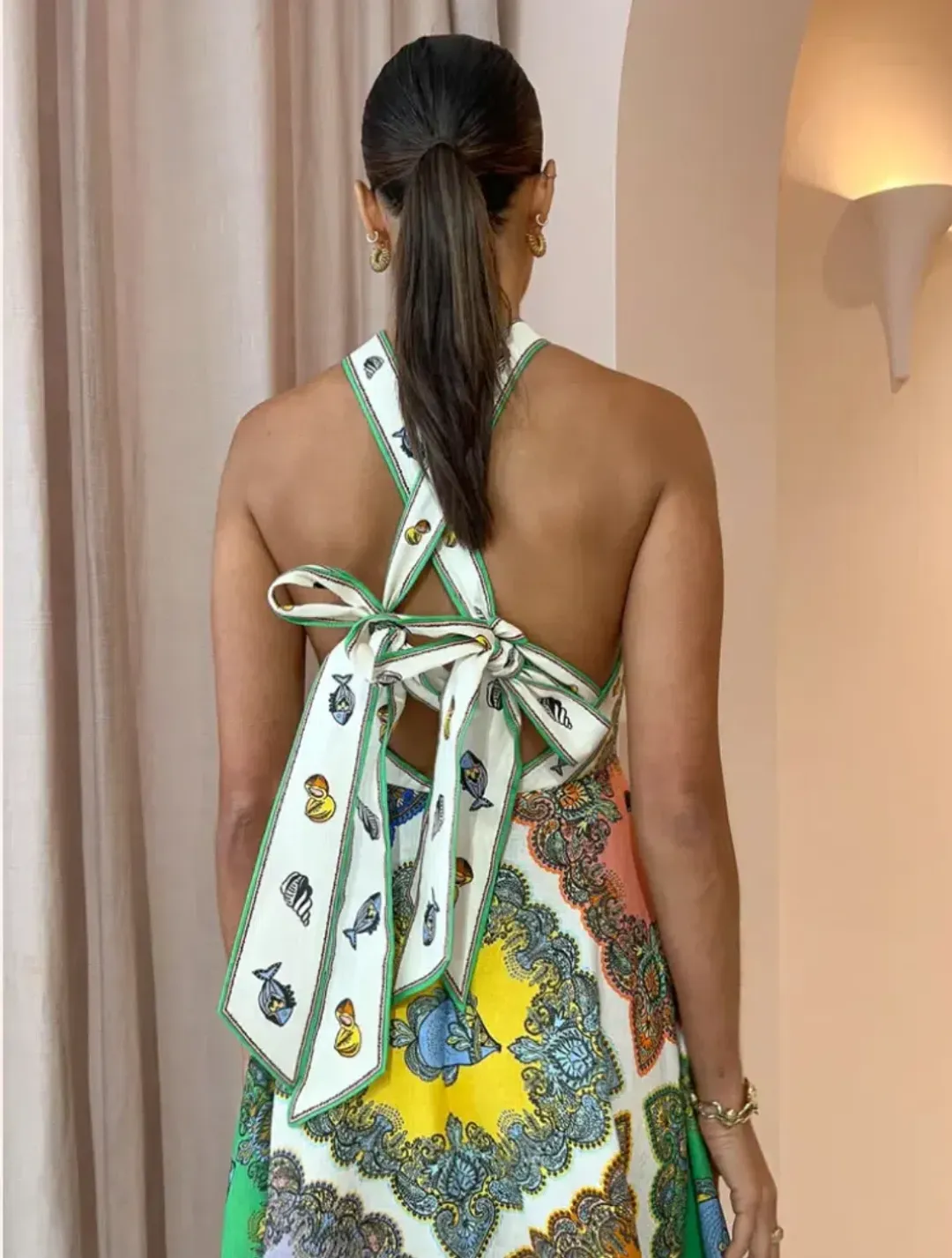 Alemais Trippy Troppo Halter Midi Dress Multi Size 12 for rent on The Volte - main image