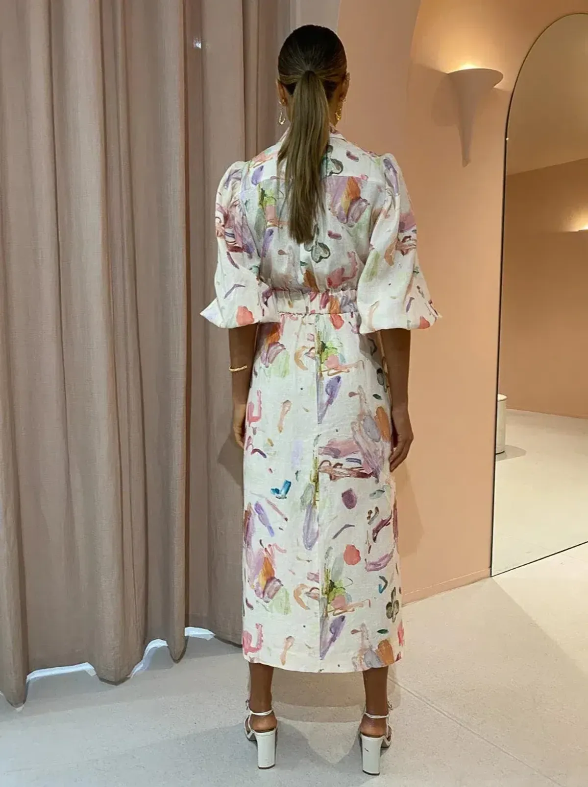 Alemais Annie Watercolour Print Shirt Midi Dress Multi Size 12 - Image 2