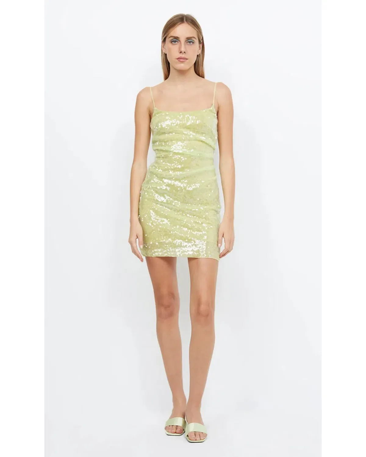 Bec & Bridge Venus Sequin Mini Dress Yellow Size U 6 for rent on The Volte - main image