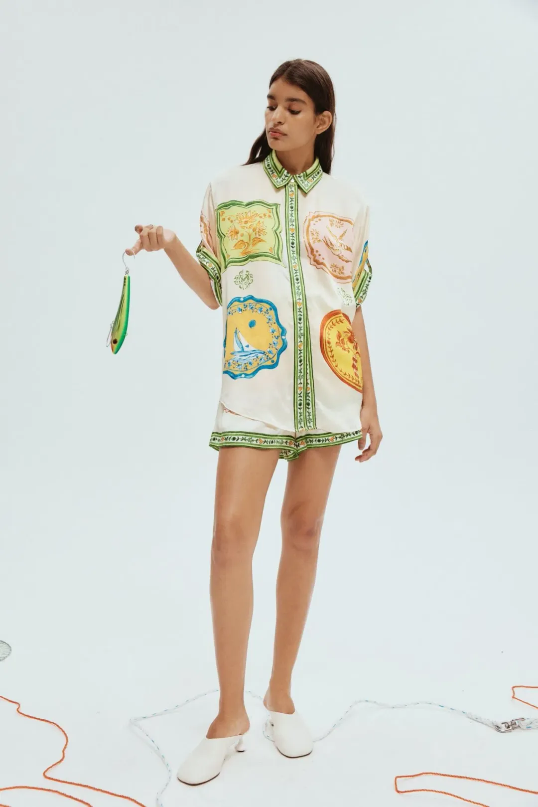 Alemais Porcelain Silk Shirt and Shorts Set Print Size 8 for rent on The Volte - main image