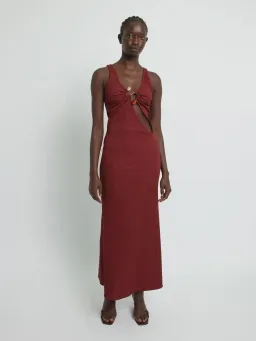Christopher Esber Split Release Quartz Rib Dress Red Size 6 for rent on The Volte - image 1