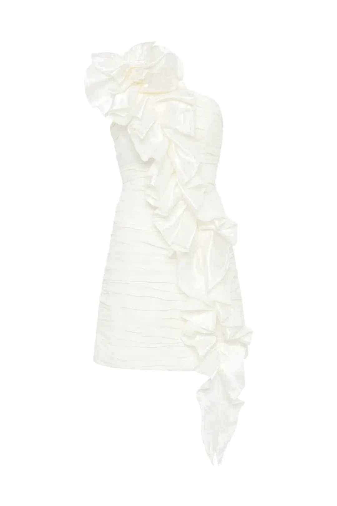Aje Adelia Ruffle Mini Dress Ivory Size 10 for rent on The Volte - main image