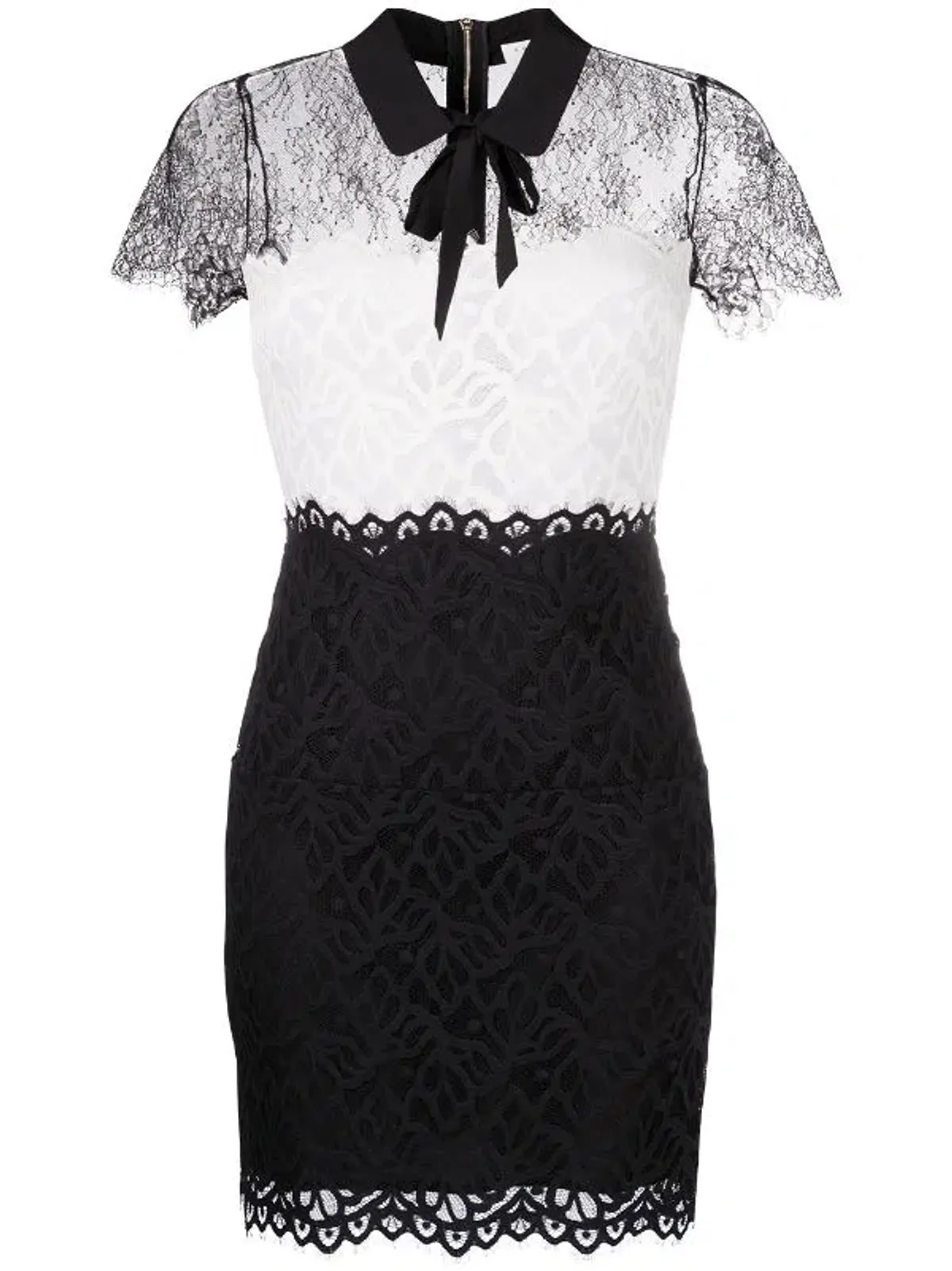 Sandro Two Tone Lace Mini Dress Ecru/Black Size 10 - Image 4