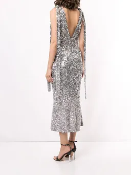 Rachel Gilbert Jacinta Sequined Midi Dress Silver Size 10 for rent on The Volte - image 2