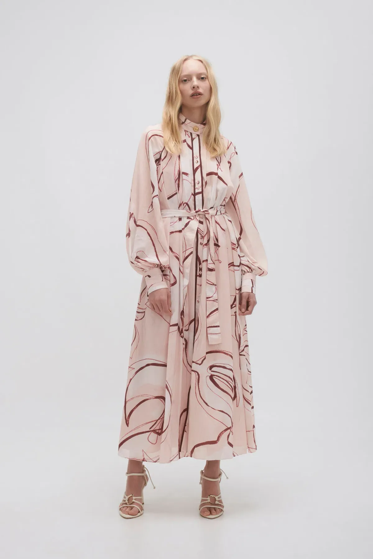 Aje Beatrice Pleated Midi Dress Whimsical Dove Size 10 - Image 1