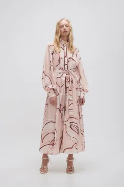 Aje Beatrice Pleated Midi Dress Whimsical Dove Size 10 for rent on The Volte - image 1