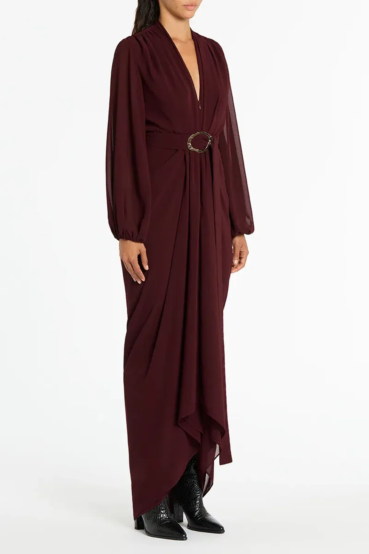 Carla Zampatti Waterfall Dress in Merlot Size 8 - Image 2