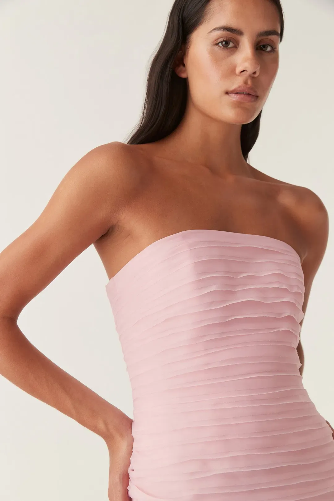 Aje Soundscape Maxi Dress in Chalk Pink Size 8 for rent on The Volte - main image