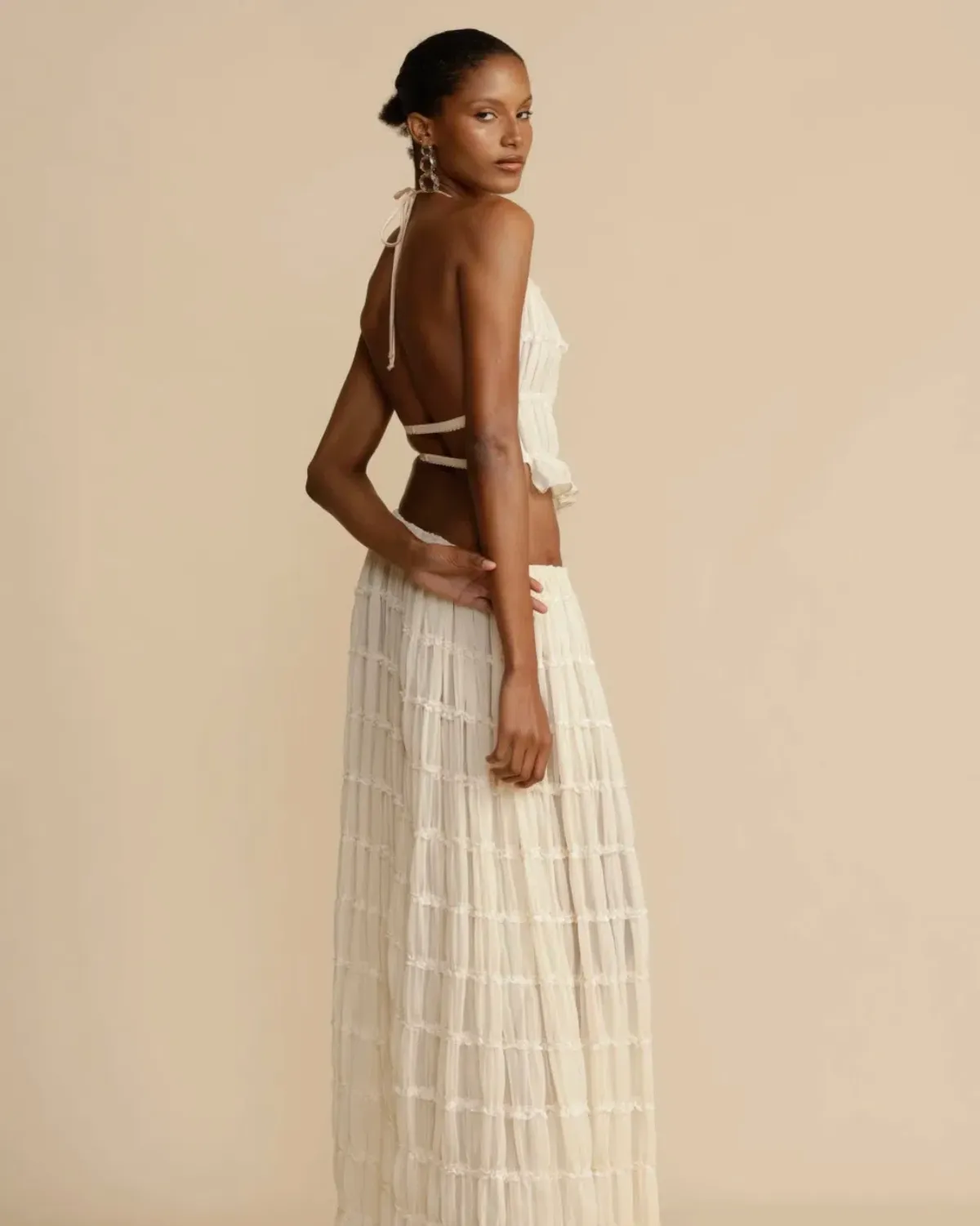 Arcina Ori Juliette Halter Top & Maxi Skirt Set Warm Cream Size S / AU 8 - Image 7